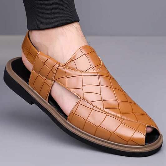 Men's Summer Breathable Soft-Soled Roman Sandals Anti-Slip Comfortable Slip-On Casual Covered-Toe Shoes-2021