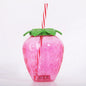 2PCS Strawberry Straw Cup 500ML Fruit Shaped Cups Plastic Pineapple Juice Tea Bottle for Summer Beach Juice Cup Beverage Cup