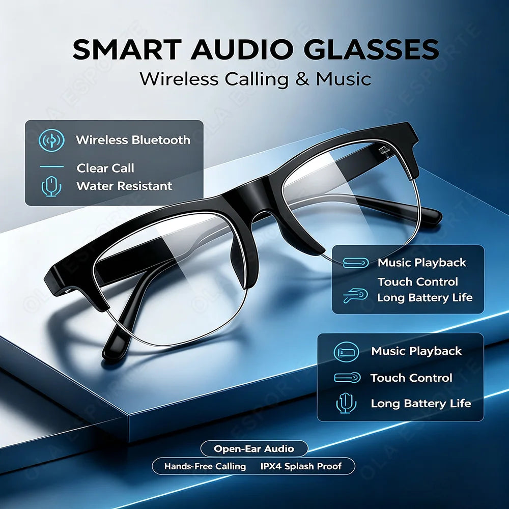 Smart Bluetooth Glasses Touch Control Hands-Free Calls Music Remote Camera Voice Assistant for Travel Sports Sunglasses 2026 New