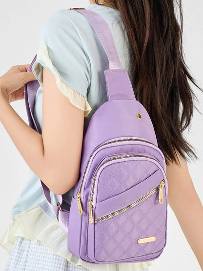 Leisure Quilted Crossbody Bag for Women Chest Bag with Earphone Hole Outdoor Hiking Sling Bag Suitable for Daily Use, Travel