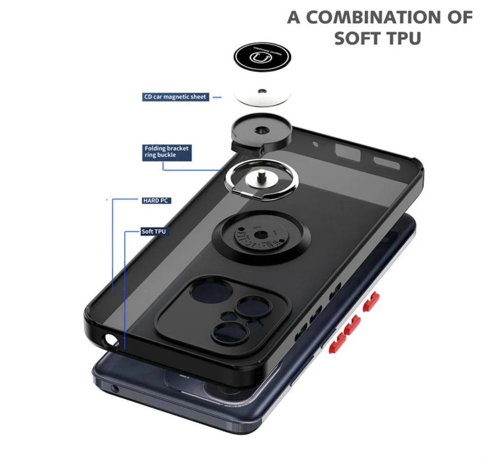 Funda For Xiaomi Redmi 12C 4G Case Armor Magnetic Holder Ring Bracket Case For Redmy 12C 12 C Redmi12C Matte Hard PC Back Cover