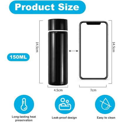 Thermos Cup Water Bottle Hot Drink Stainless Steel Small Capacity Bottle Travel Cup Portable 150ml Mini Cute Coffee Bottle Black