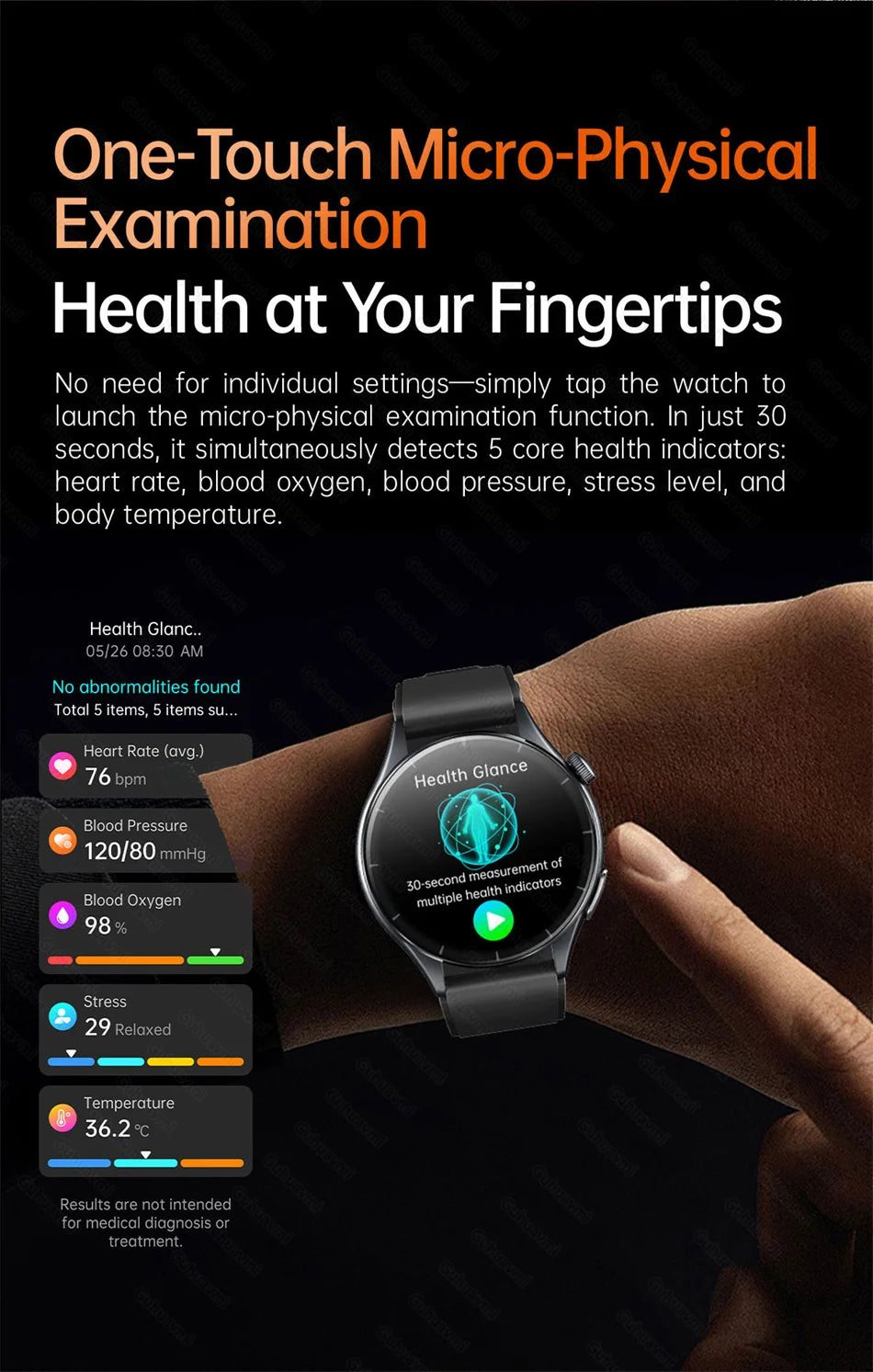 2026New Smart Watch For Men Micro-examination Health Blood pressure Uric Acid ECG+PPG Fitness Tracker Clock Smartwatch Women Men