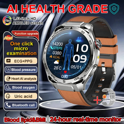 Smartwatch ECG High-End dla mężczyzn Ciśnienie krwi Lipidy Tlen we krwi Analiza ciała Kwas moczowy Monitor Zdrowia Smartwatch dla mężczyzn i kobiet
