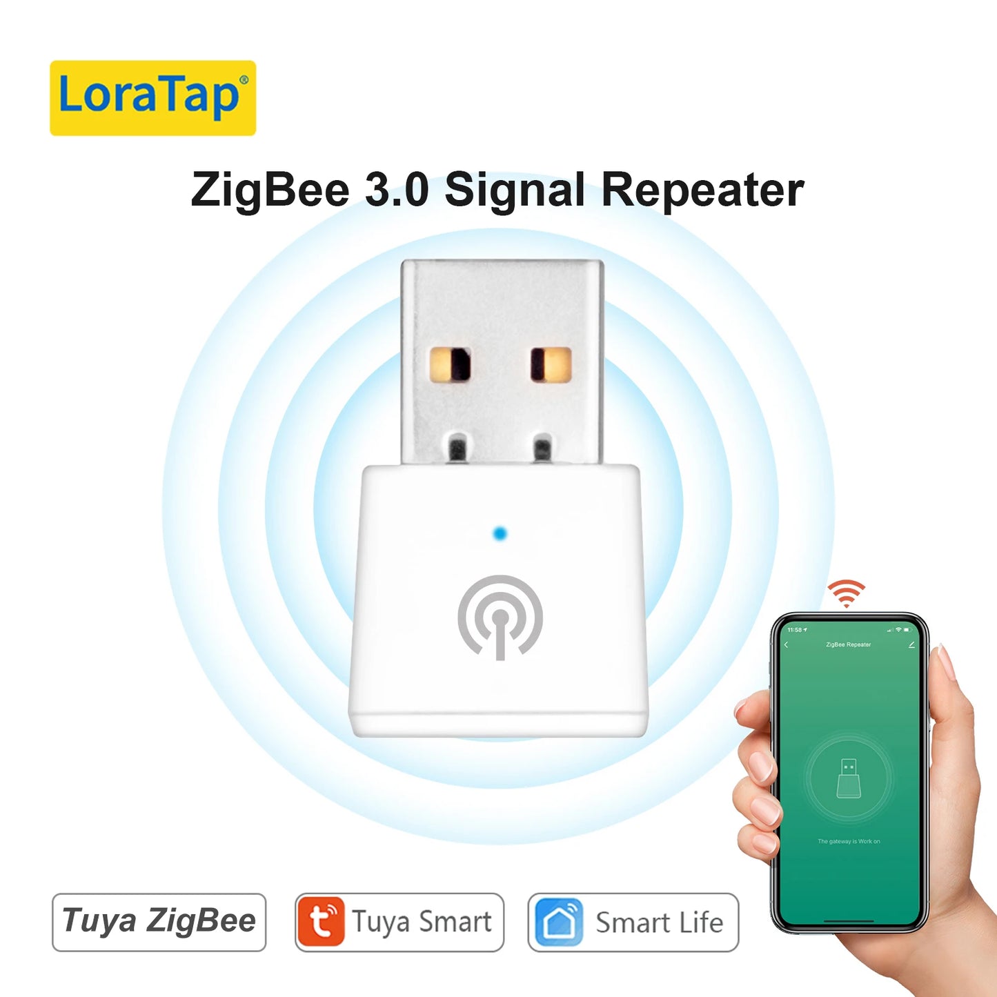 LoraTap Tuya ZigBee 3.0 Signal Repeater USB Extender for Smart Life App Devices Mesh Deconz Automation Home intelligent Scene