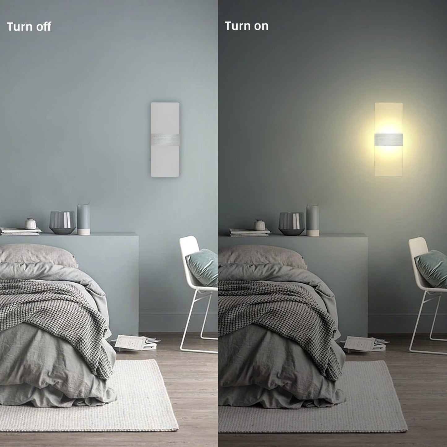Modern minimalist wall lamp, indoor LED wall light, aluminum acrylic hardwire, bedroom living room corridor staircase Sconces