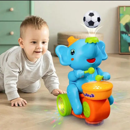 Baby Crawling Toy: Electronic Walking Elephant Drummer with Floating Ball, LED Lights, Music & Sounds | Interactive Sensory Toy