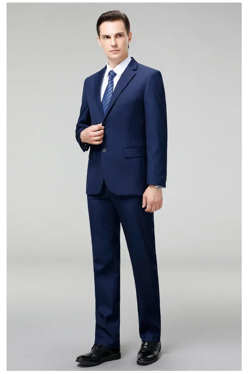 Suit S-8XL (Blazer+ Trousers) Men's Fashion Business Plus Size Gentleman's Casual Shirt for Work Slim-fit Wedding Formal Suit