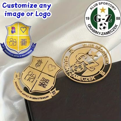Custom Logo Brooch Simple Creativity Stainless Steel Company Pattern Brooches For Women Men Emblem Jewelry Accessories Gifts