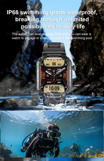 2026 Męski Zewnętrzny Smartwatch Monitor Zdrowia Wojskowy Bezprzewodowe Połączenia Fitness Wodoodporny Sportowy Smartwatch Na Telefony IOS Android