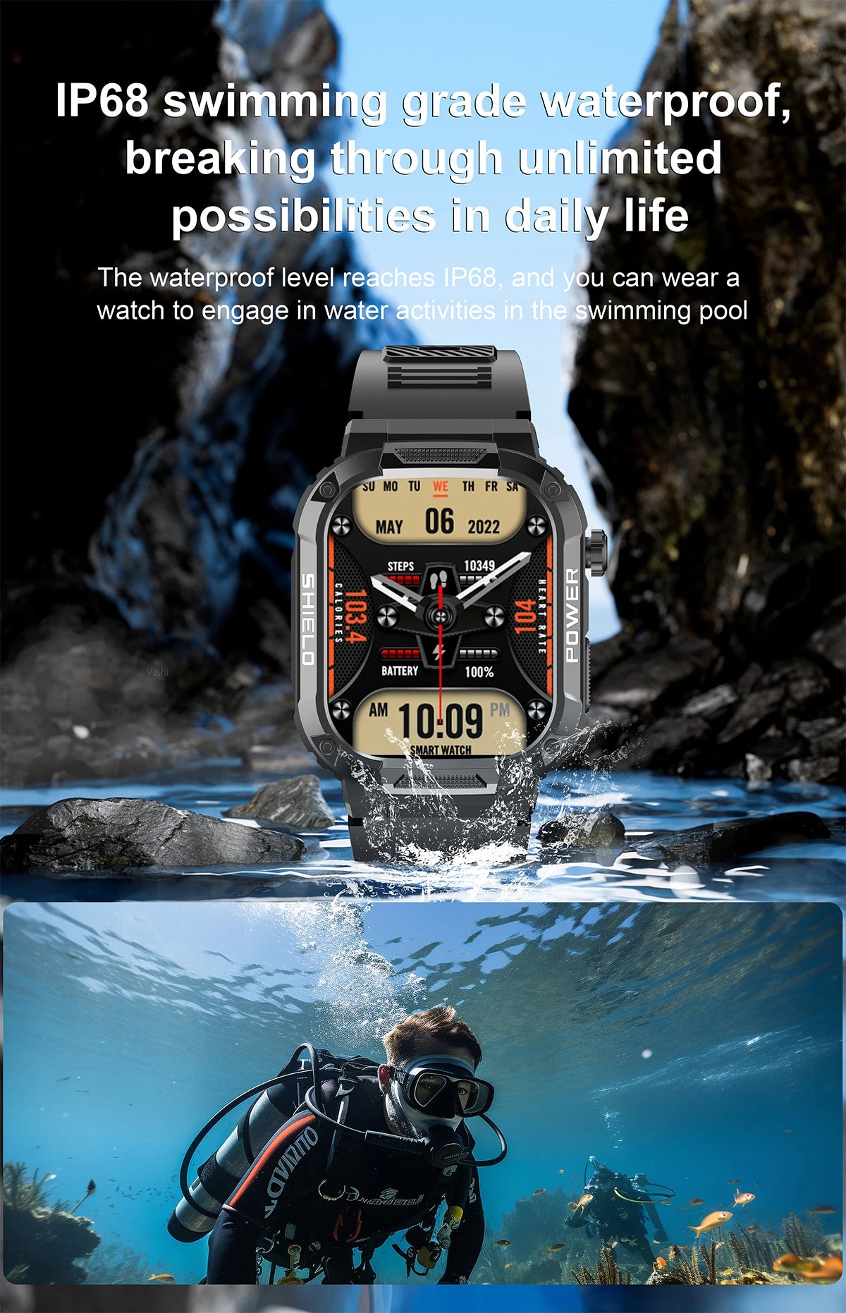 2026 AI Głos Mężczyźni Smartwatch Wojskowy Monitor Zdrowia Bezprzewodowe Połączenia Fitness Wodoodporny Sportowy Smartwatch dla Telefonów z iOS i Androidem