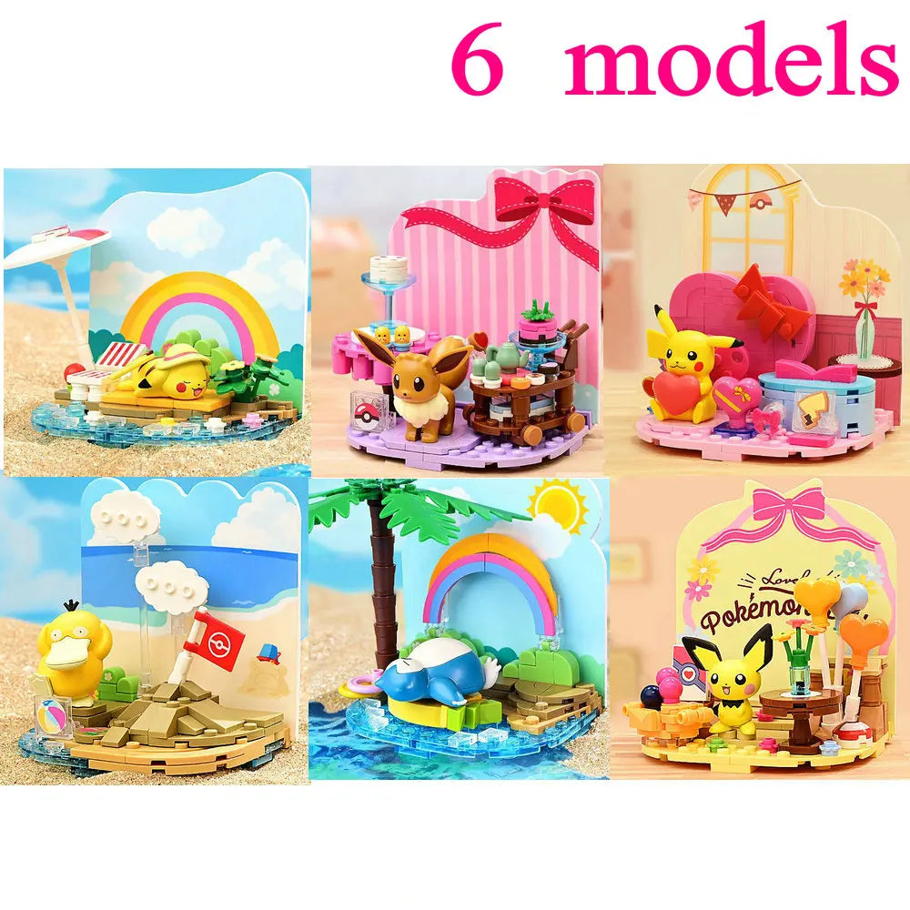 Pokemon Cartoon Pikachu Building Blocks Bulbasaur Toy Children's Assembled Model Pet Elf Kid Children Gift Compatible With Lego