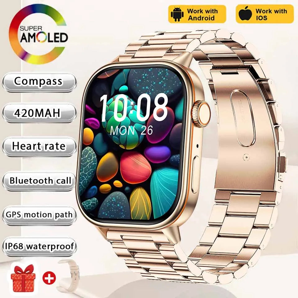 2026 New Women Fashion Sports Smart watch 2.01-inch Screen IP68K Swim GPS Positioning Bluetooth Call Health Heart Rate Bracelets