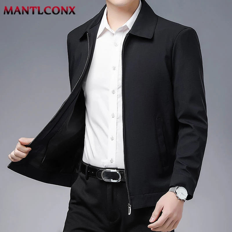 Spring Autumn Men's Jacket Thin Casual Business Jacket Men Office Dress Coat Man Social Jackets for Men Outerwear Black M-XXXL