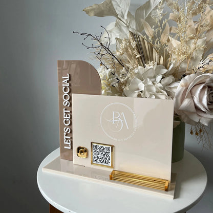 Personalized Multi QR Codes Sign Custom Logo Text Acrylic Stand for Small Businesses Payment Menu Gain Followers Hotel Reception