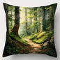 Creative home decoration pillowcase, forest trail painting pillowcase: renewing the natural style of home furnishing