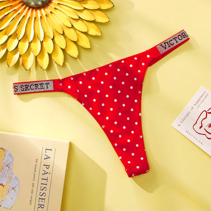 VS Underwear Thong Hipster Seamless Women Polka Dot Lace Bikini Cheeky Panties Set Victoria Secret Breathable Cotton Hipster