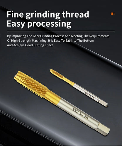 HSS Titanium Coating Screw Tap Drill Bit M2 M2.5 M3 M3.5 M4 M5 M6 M8 M10 M12 Metric Straight Flute Thread Tap Hand Tools