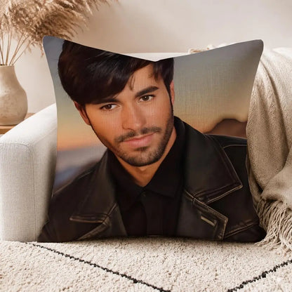 E-Enrique Iglesias-S Cushion Cover Linen Double-sided Printed Cushion Cover, sofa pillow case，Nordic Home Decor