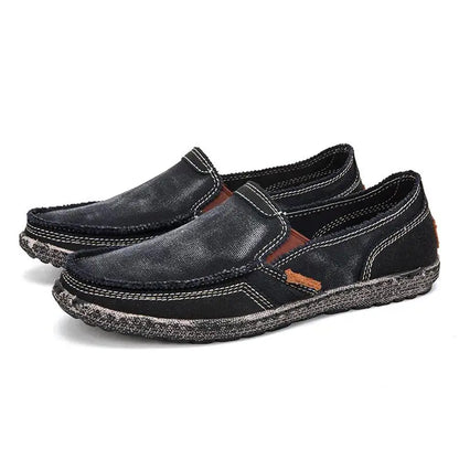 Fashion Breathable Canvas Shoes Loafers New Men Shoes Vintage Male Casual Shoes Flats Comfortable Washed Denim Lazy Loafers