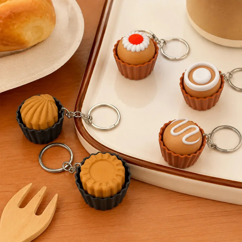 3D Printed Cappuccino Coffee Cup Keyrings Creative Clicker Button Dessert Keychains Office Stress Relief Keyboard Fidgets Gifts