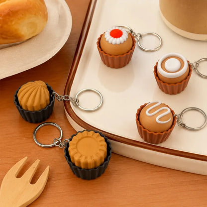 3D Printed Cappuccino Coffee Cup Keyrings Creative Clicker Button Dessert Keychains Office Stress Relief Keyboard Fidgets Gifts