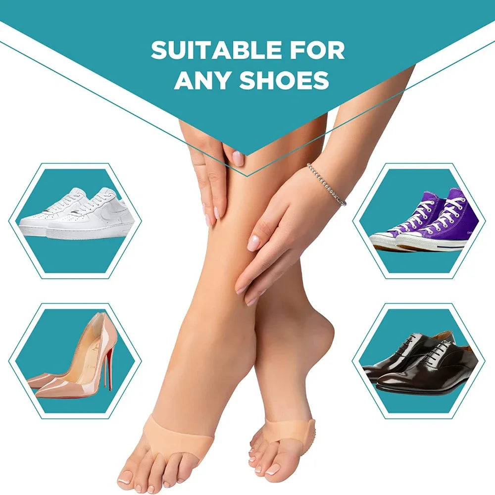 1 Pair Silicone Forefoot Pad Metatarsal Cushion Toe Separator Pain Relief Non-slip Pads Honeycomb Orthotics Foot Massage Insoles