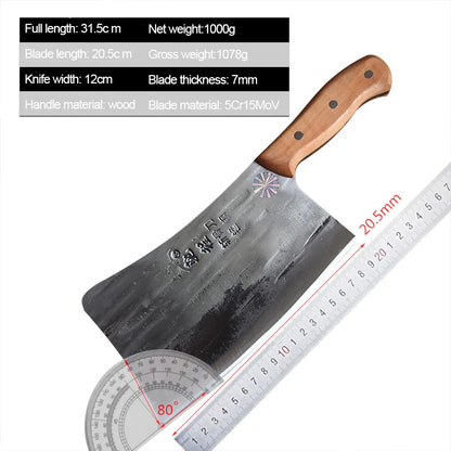 1 KG Chopping Knife 6mm Thickened Handmade Forged Kitchen Bone Knife Butcher Durable Hard Blade Chopper Kitchen Knife Cleaver