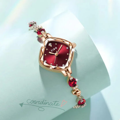 UTHAI Women Watch Brand Red High Beauty Luxury Crystal Diamond Metal Bracelet Waterproof Diamond Female Fashion Clock Watches