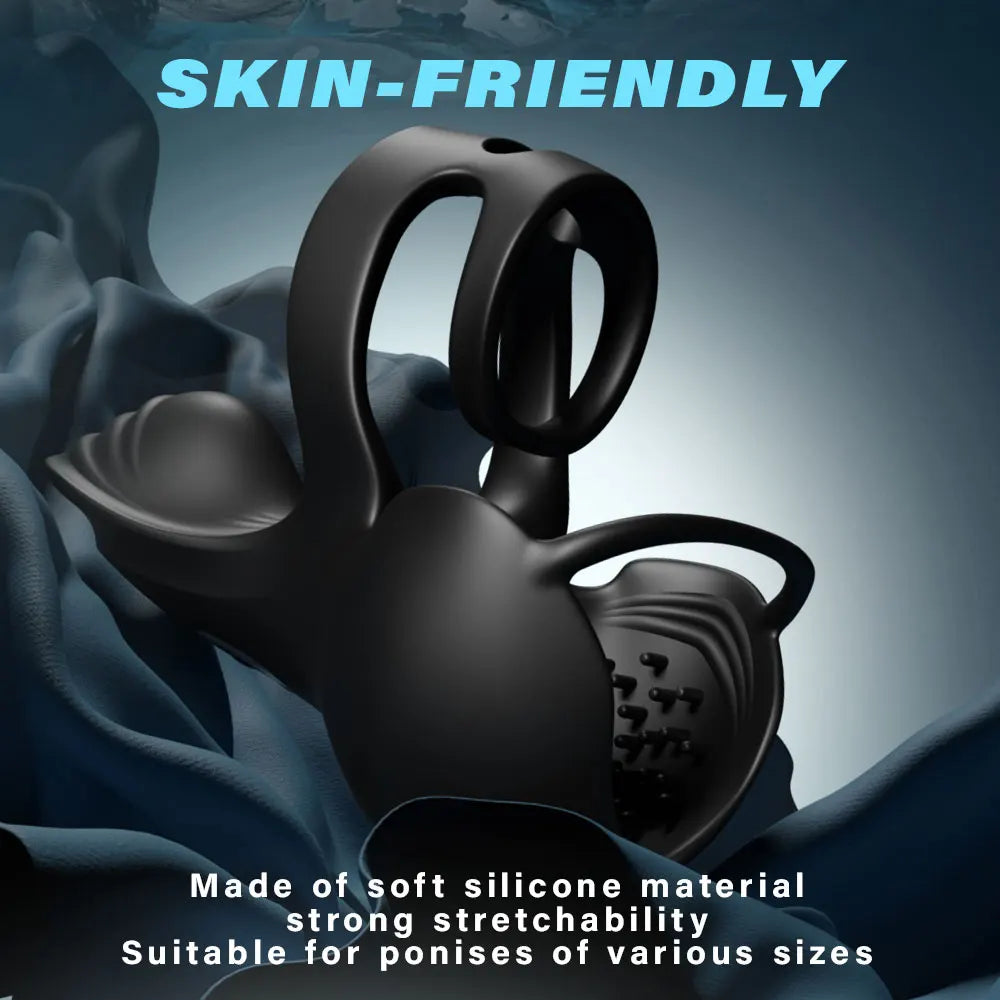 Vibrating Cock Ring Adjustable Heating Penis Ring Vibrator with Testicle & Perineum Stimulator APP Penis Vibrator Male Adult Toy