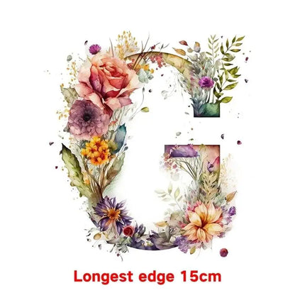 15cm Cartoon Flower Alphabet Heat Transfer Heat Press Printed Accessories PatchDIY children's clothing decoration sticker