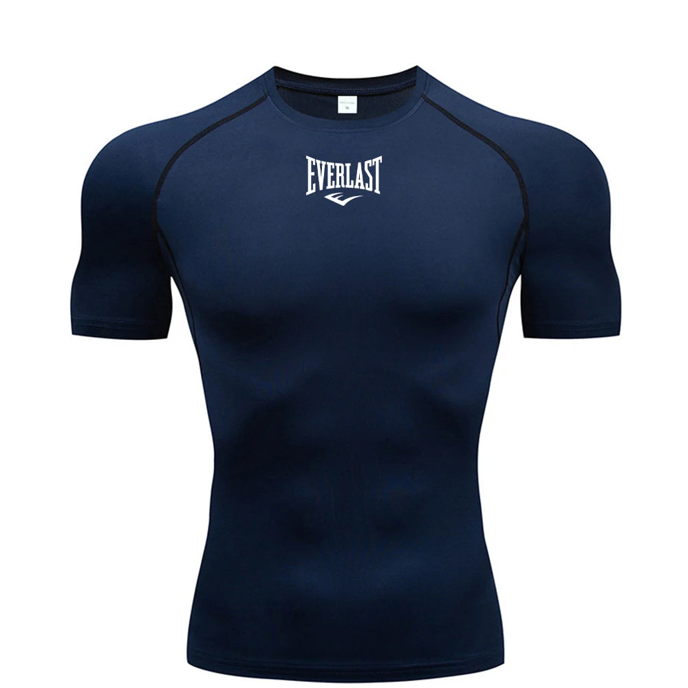Men's Everlast Tight Short Sleeved T-Shirt for Gym Boxing and Running, Fast Drying and Slim Fit Sports Top