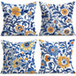 1pcs/4pcs Blue Flower Cushions Pillowcase Polyester Cushion Cover Throw Pillow Pillowcover Home Car Sofa Decor