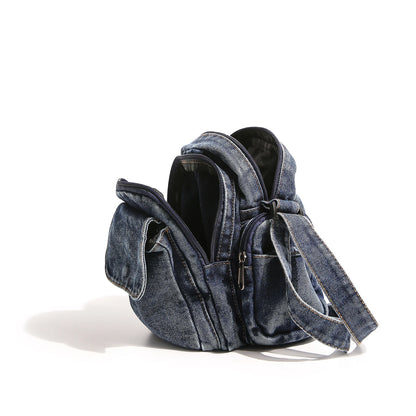 Denim Messenger Bags Women 100% Cotton Crossbody Bags Men More Cloth Shoulder Bags Washed Canvas Flap Packages Travel Purse