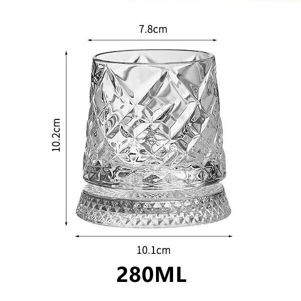 280ML Rotating Whiskey Glass Creative Crystal Premium Beer Cup Str Relief Liquor Cup With Base Straight Drink Mold Wine Glass