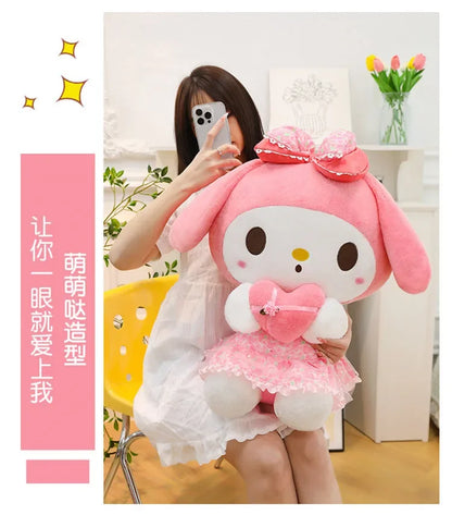 60cm Sanrio Kuromi Melody Hello Kitty Plush Toy Kawaii Cartoon Big Size KT Cat Plush Doll Soft Stuffed Pillow Kids Birthday Gift