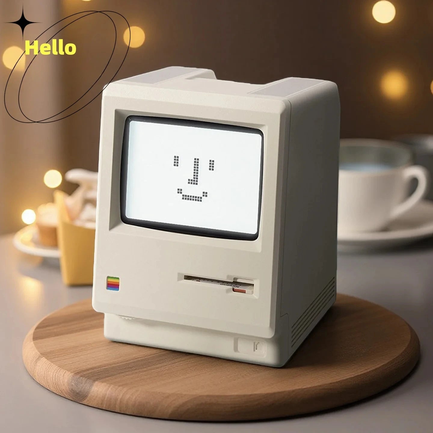 Budzik w stylu Retro Macintosh Klasyczna ozdoba na biurko z cyfrowym zegarem