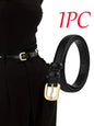 Women Gold Pin Buckle Jeans Black Belt Luxury Vintage Female Skinny Waistband