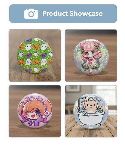 Personalized Round Badges Brooches Custom Photo Handwriting Diy Text or Graphic Pins Accessory Gifts for Kids