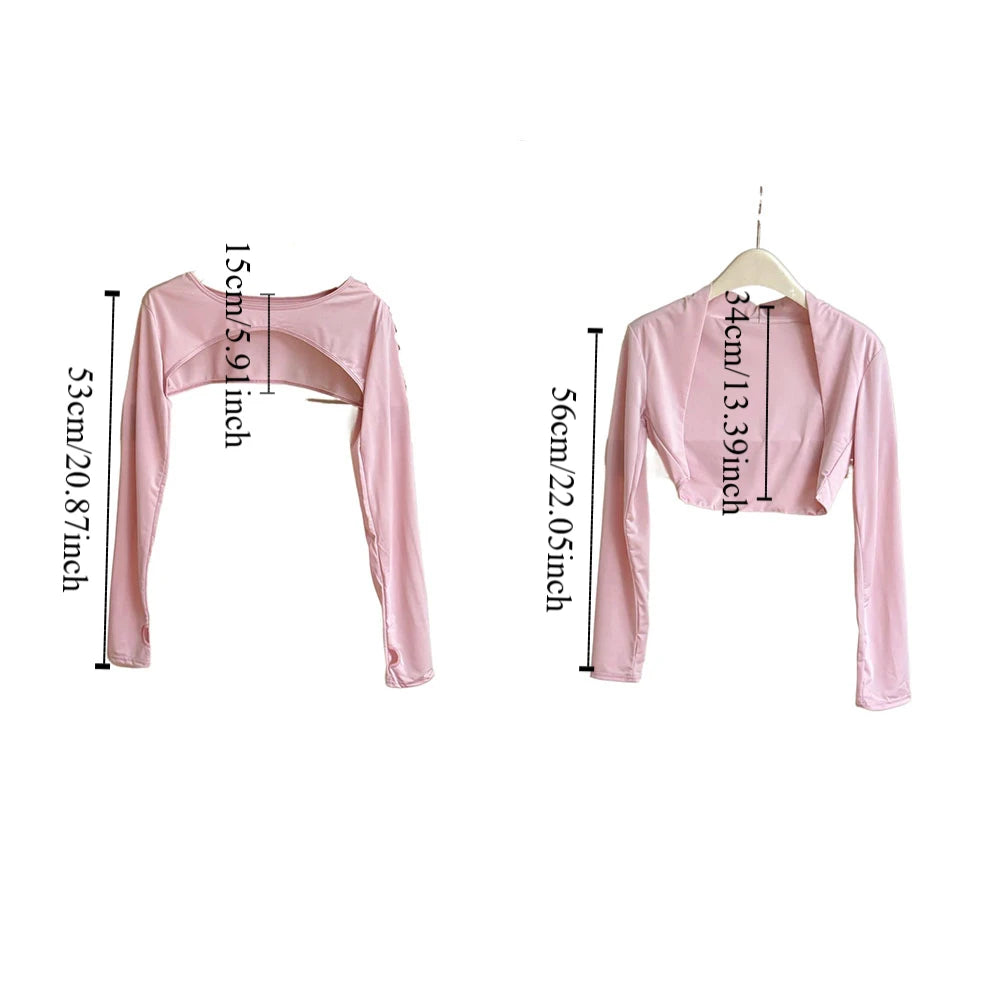 Ultra-thin Long Sleeve Crop Top Quick-Drying Anti UV Long Ice Silk Sleeves Solid Color UV Protection Sunscreen Arm Covers Girls