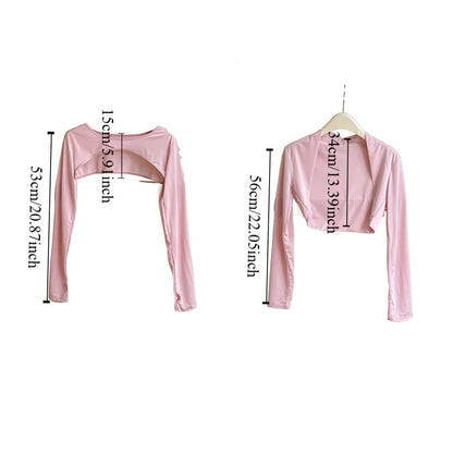 Ultra-thin Long Sleeve Crop Top Quick-Drying Anti UV Long Ice Silk Sleeves Solid Color UV Protection Sunscreen Arm Covers Girls