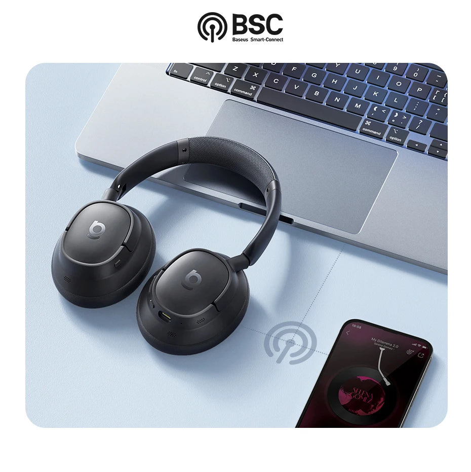 Słuchawki bezprzewodowe Baseus EH10 NC ANC 45 dB, adaptacyjna hybrydowa redukcja szumów, słuchawki Hi-Res LDAC, Bluetooth 6.0, 80 godz.
