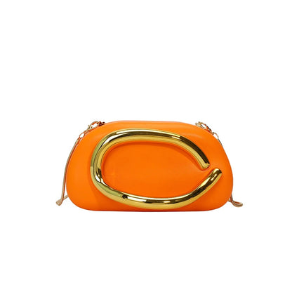 Women PU Leather Metal Handle Handbag & Removable Strap Crossbody Shoulder Bag Hand-held Shoulder Clutch Bag for Wedding Party