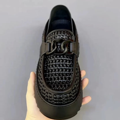 Trend Black Designer Loafers For Men Breathable Hollow out Men's Casual Shoes Comfortable Platform Slip-on Shoes Man Moccasins