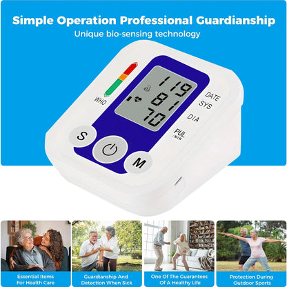 Digital Blood Pressure Monitor BP Testing Kit Medical Heart Rate Meter Armband Automatic Pulse Tonometer Health Care LED Display