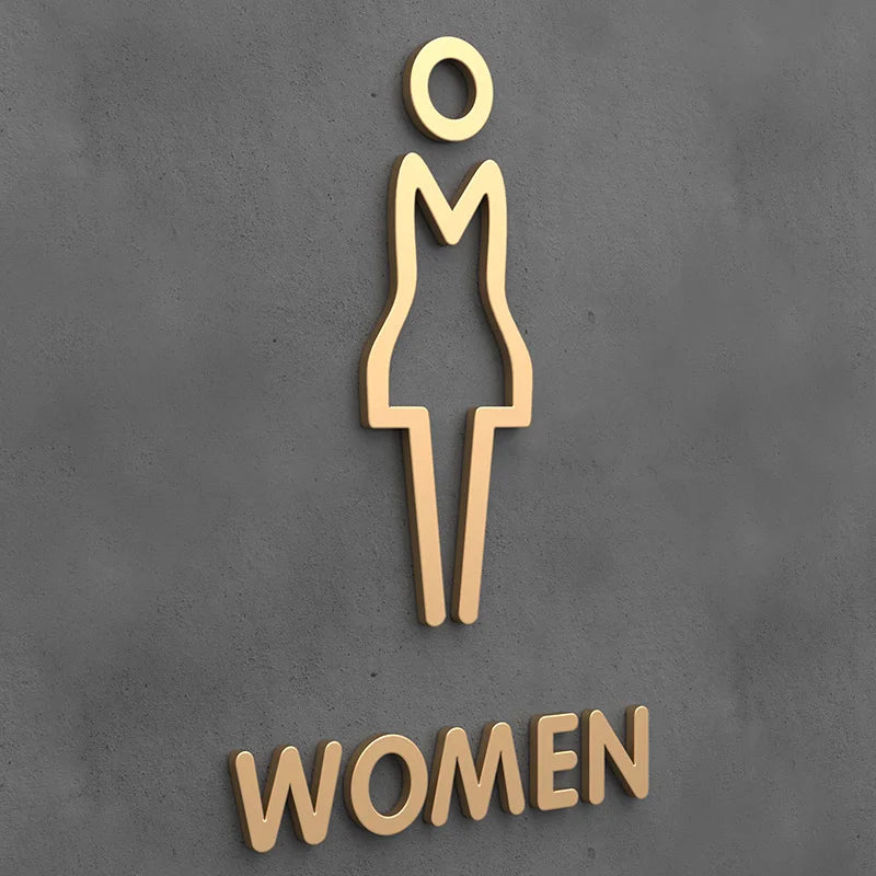 Matte Black Gold Toilet Sign Plate Acrylic 3D Wash Room Door Wall Label Sticker Wc BathRoom Signage Board Art Hotel Home Decor