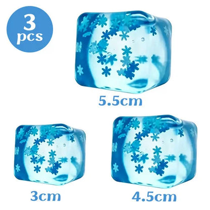 3/4.5/5.5CM Ice Cube Squishy Toy Stress Relieving Soft Touch Slow Rebound Stretch Squeeze Snowflake Ice Cube Xmas Gift for Adult
