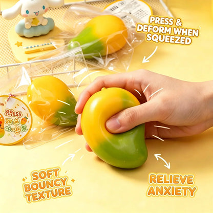 Passion Fruit Vaseline Filling Squeeze Ball, Yellow TPR Squishy Fidget Toy with Black Seeds, Crinkling Sound Ice‑Slush Texture