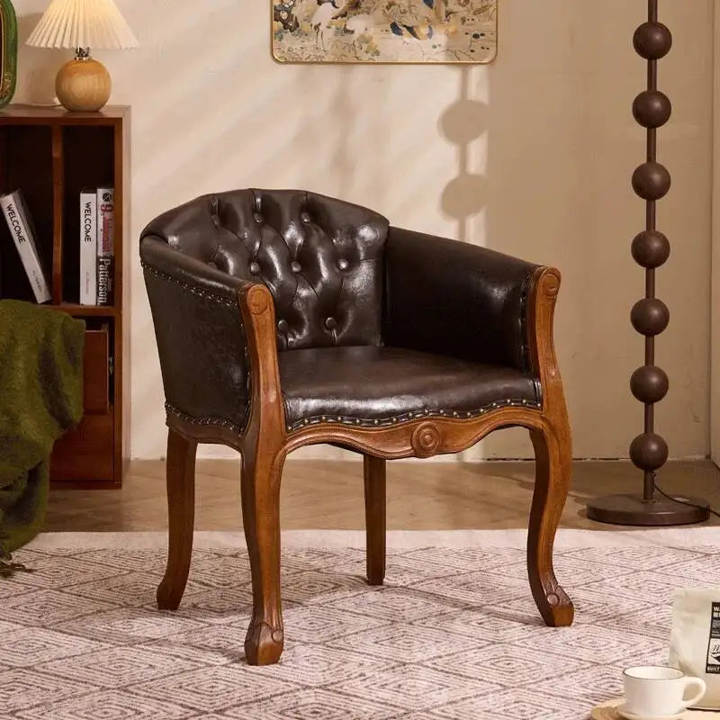 Leisure Sofa Chair, Solid Wood Antique Dining Chair, European Hotel Dining Chair, Living Room Leisure Sofa,Support Customization