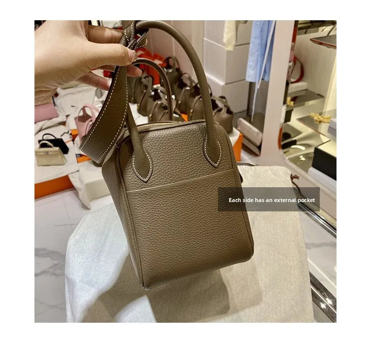 Women's Handbag 2025 New Style Top Layer Cowhide Leather Lundy Mini Doctor Bag Genuine Leather Handbag Single Shoulder Crossb...